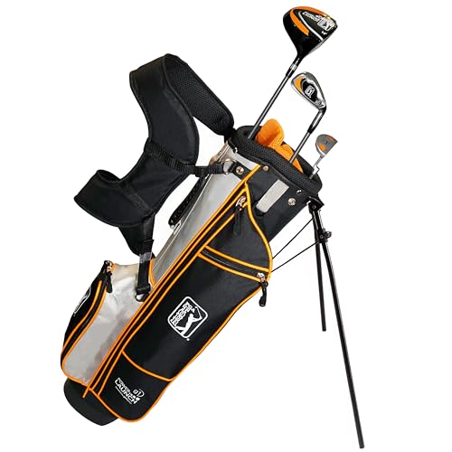 PGA Tour Youth Golf Club Set for Ages 8-12 & 12+ (4’8”–5’10”), Right and Left-Handed Kids Golf Sets – Beginner Junior Golf Clubs with Lightweight Stand Bag, Mallet Putter, Hybrid, Driver - color: Ages 12+: 6 Pc Set (New), size: Right Handed