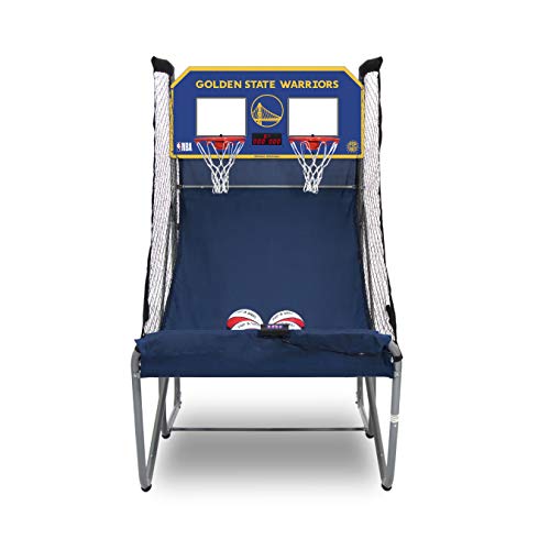Pop-A-Shot - Home Dual Shot Arcade Basketball Game with NBA Graphics l Sensor Scoring l 16 Game Modes l 7 Balls l Foldable Storage l for All NBA Fans - style: Golden State Warriors