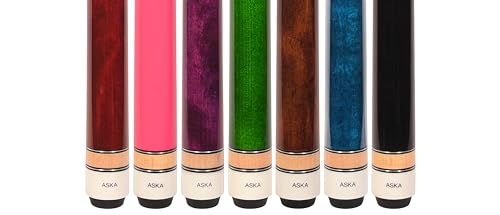 ASKA Set of Wrapless 2-Piece Billiard Pool Cue Sticks L3, 58" Hard Rock Canadian Maple, 13mm Hard Leather Tip, Mixed Weights and Colors - style: Set of 7 Sticks