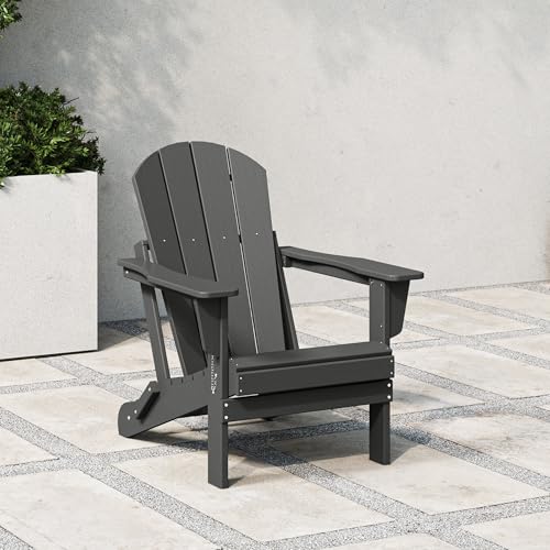 WestinTrends Malibu HDPE Outdoor Patio Folding Poly Adirondack Chair, Gray - color: Grey, size: 1 Chair