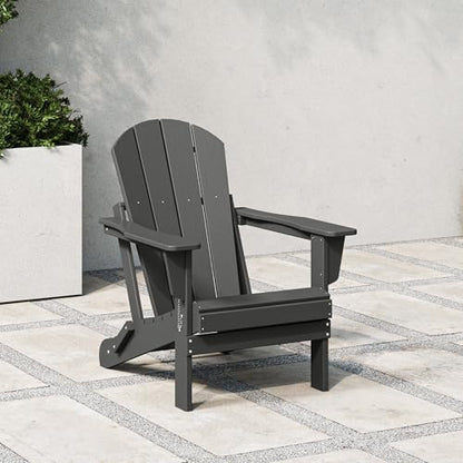 WestinTrends Malibu HDPE Outdoor Patio Folding Poly Adirondack Chair, Gray - color: Grey, size: 1 Chair