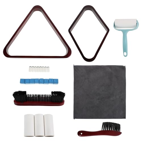 25pcs Pool Table Accessory Kit - Brush Set Wooden Rack Cue Chalk Lint Roller Polish Cloth for Billiards Table Felt Rail Cleaning Ball Positioning Tool Set