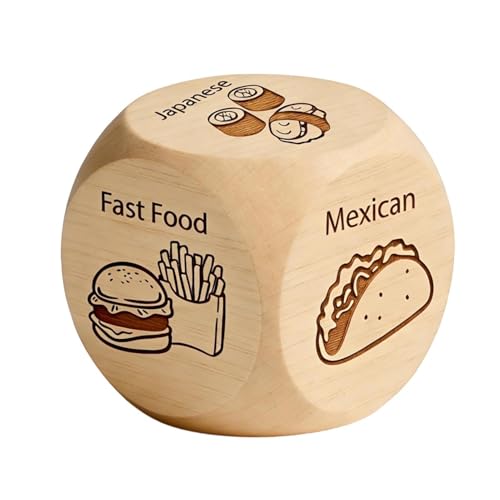 Date Night Dice: Wooden Portable Decision Game, Food Choice Dice Set, Romantic Couple Activity Toy | Funny Relationship Ideas Maker for Couples
