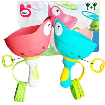 Disc Launcher Toy Kids Yard Flying Spinner Fairy Hover Helicopter Propeller Toy Outdoor Capture Catching Chasing Game Gift for Boy Girl Age 4 5 6 7 8 9 10 with 12 mini Discs