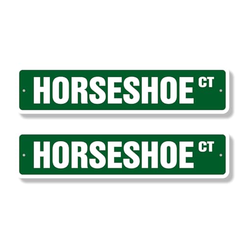HORSESHOE Classic Street Sign (2 Pack) signs horseshoes game player trophy Road Sign | 4" X 18" Plastic Address Sign - color: Premium Plastic Sign, size: 4 inch X 18 inch