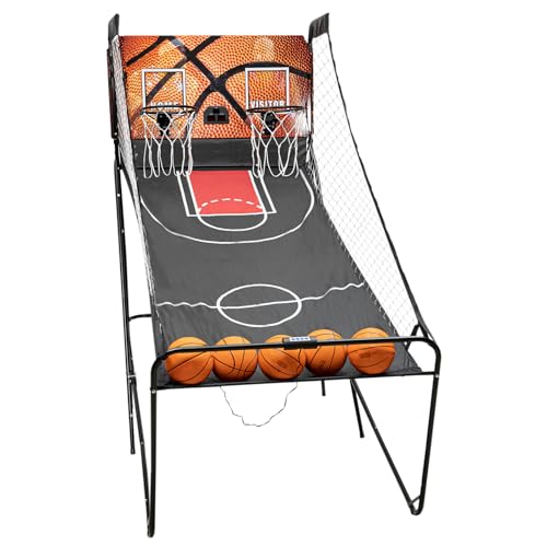 Electronic Basketball Arcade Game Indoor with LED Scoreboard - Dual Shot Basketball Game for Kids and Adults with 8 Game Modes, Collapsible Design for Easy Storage
