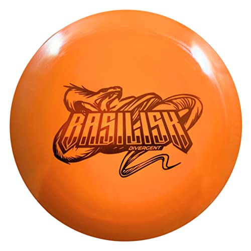 Divergent Discs Basilisk Long Range Disc Golf Driver for Beginners | Easy-to-Throw Max Grip Plastic - color: Orange