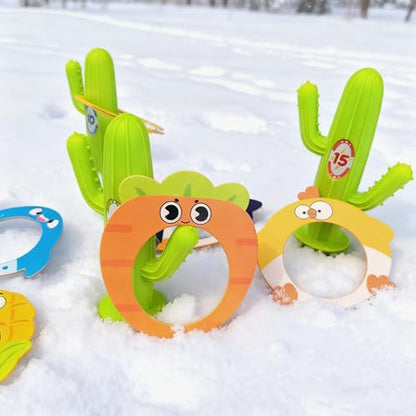 9PCS Ring toss Game(Contains 3 Cacti and 6 Cartoon Rings), Providing Children with Various Fun (Green (Cactus)) - color: Green (Cactus)