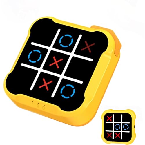 Tic Tac Toe, 4 in 1 Handheld Educational Game Machine, Electronic Tic Tac Toe Game for Education and Memory Growth, Home, Toy Board Game for Kids and Adults (Yellow) - color: Yellow