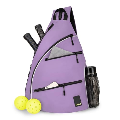 Goloni Pickleball Bag for Women Men, Convertible Pickleball Backpack Sling Bag with Fence Hook, Waterproof Polyester Paddle Bag with Multiple Compartments - color: Purple