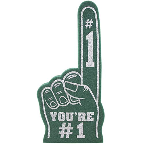 Giant Foam Finger 18 Inch- You're Number 1 Foam Hand for All Occasions - Cheerleading for Sports - Exciting Vibrant Colors use as Celebration Pom Poms- Great for Sports Events Games School Business - color: dark green