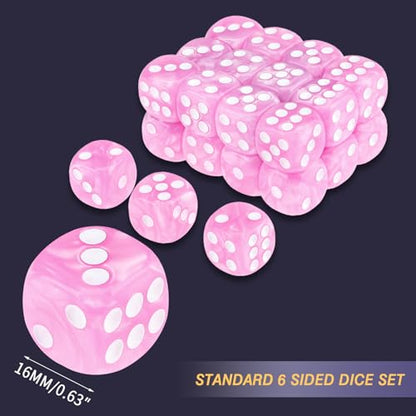 24 of Pack 16MM 6 Sided Dice Set,Pearl Pattern D6 Game Dice Set, 6 Sided Standard Dices for Yahtzee, Bunco or Teaching Math,with Portable Dice Pouch(Light Purple Pearl) - color: 16mm Light Purple Pearl