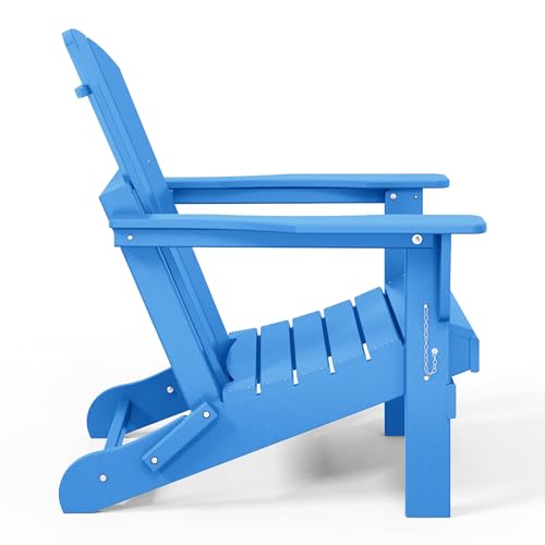 WestinTrends Malibu 4-Piece Set Outdoor Folding Poly Adirondack Chair, Pacific Blue - color: Pacific Blue, size: 4 Chair