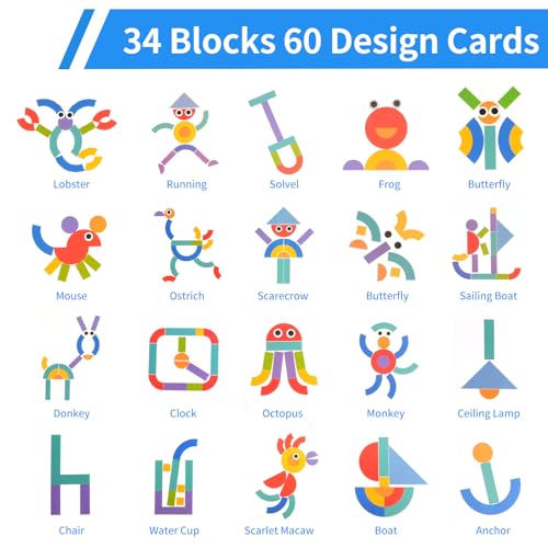 Wooden Tangrams Pattern Blocks, Elephant Style - color: Multicolored1