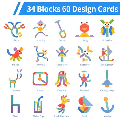 Wooden Tangrams Pattern Blocks, Elephant Style - color: Multicolored1