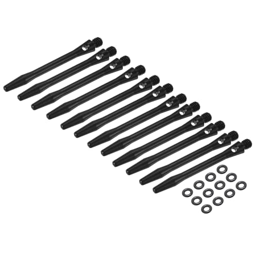 PATIKIL Aluminum Dart Shafts, 2BA Dart Stems Replacement Accessories with Rubber Rings for Steel Tip - color: Black, size: 45mm