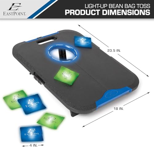 EastPoint Sports Go! Gater Cornhole – Light-Up and Travel Versions – Easy Storage & Light-Weight – Perfect for Outdoor and Indoor Play - style: Light-Up Board - Black/Blue