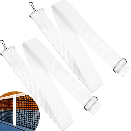 2 Pack Tennis Net Center Strap with Stainless Steel Buckle, Court Anchor Strap for Tournament Training