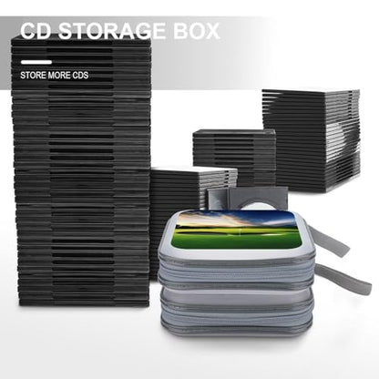 Golf Course CD Case 40 Capacity DVD Case with Zipper Disc Storage Organizer Portable CD Holder Storage Hard Plastic DVD Wallet Holder Organizer for Home Car Travel