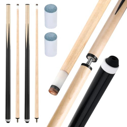 Pool Cue Sticks 52" Set of 2 Billiard Cue Sticks Multi-Size Options with Standard & Heavy Weight (12oz-20oz) for Kids, Teens & Adults Solid Birch Shaft, 13mm Leather Tip, Stainless Steel Joint | 36" 42" 48" 52" 58",13mm Leather Tip,set of 2 or 4,12oz-20oz
