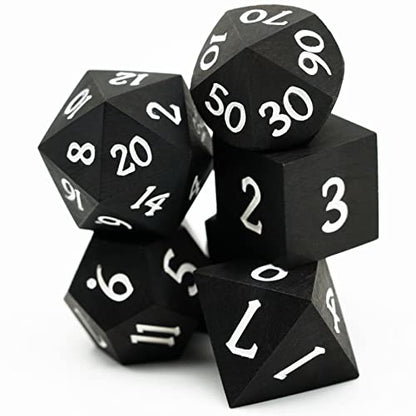 Wood DND Dice Set, 7PCS Black Polyhedral Dice Set for D&D Role Playing Games, d and d Gifts (Ebony Wood) - color: Ebony Wood