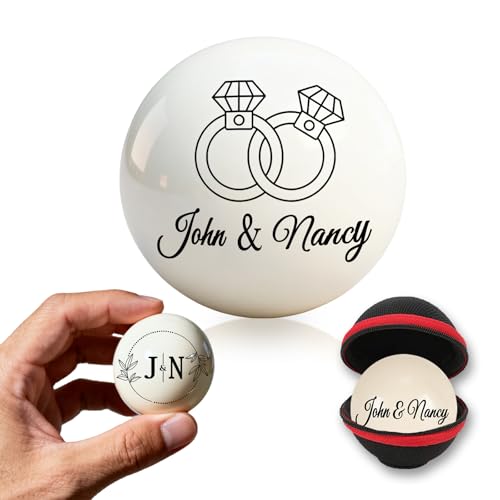 Custom 57mm Billiard Cue Ball with Pouch - Personalized Text/Logo Pool Cue Ball, Birthday Gifts for Dad, Husband, Billiards Player, Billiards Lover, Wedding Father's Day Valentine's Day Gifts - color: Couples