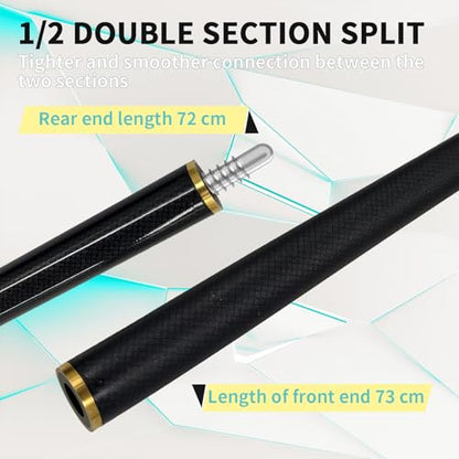 Carbon Fiber Pool Cue Stick 9.5mm Low Deflection Billiard Cue Stick Professional Snooker Cue for Home Bars Pool Halls, White1 - color: White1