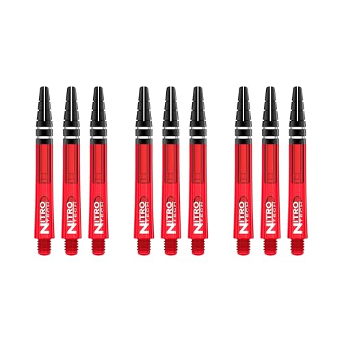 RED DRAGON Nitrotech Dart Shafts - Transparent Polymer Stems with Flight Locking System for Secure Flight Retention - Available in Short, Intermediate & Medium Sizes and Multiple Colors - color: Red
