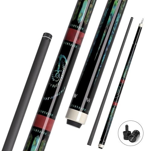 Carbon Fiber Pool Cue 58" 2-Piece Cue Stick Professional Cue Carbon Technology Low Deflection Billiard Cues（Weight can be Adjusted） - color: Aurora, size: 11.5mm