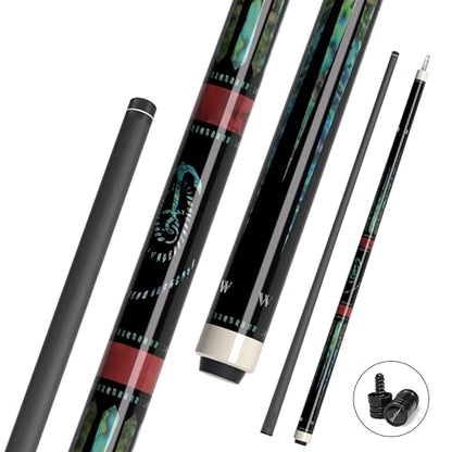 Carbon Fiber Pool Cue 58" 2-Piece Cue Stick Professional Cue Carbon Technology Low Deflection Billiard Cues（Weight can be Adjusted） - color: Aurora, size: 11.5mm