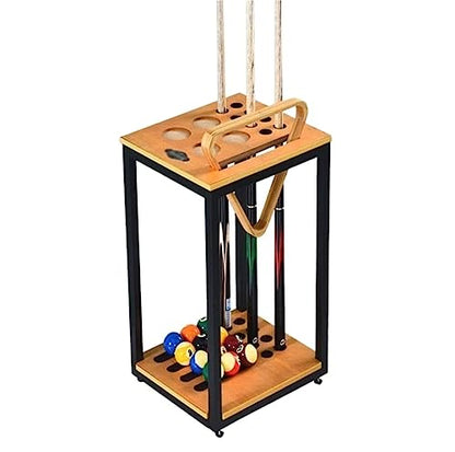 Pool Stick Holder Pool Cues Racks FreeStanding Solid Wood Rack Holds Up to 8 Cues Snooker Cue Rack Billiard Room Pool Hall
