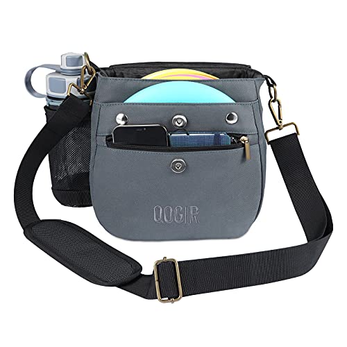 QOGIR Lightweight Disc Golf Bag: Durable Disc Golf Bag with 8+ Disc Capacity, Introductory Discs Golf Bag, Holds Water Bottle and Accessories, Great for Beginners - color: Gray