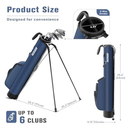 Findway Golf Stand Bag, [Upgraded Generous Space] Small Golf Bag for Driving Range, Par 3 & Executive Courses, Lightweight Sunday Golf Club Carry Bag with 3 Pockets - color: Blue