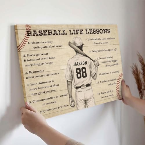 Personalized Baseball Life Lessons Canvas, Custom Baseball Poster Print, Personalized Motivational Sports Art For Players And Fans - color: Design 05