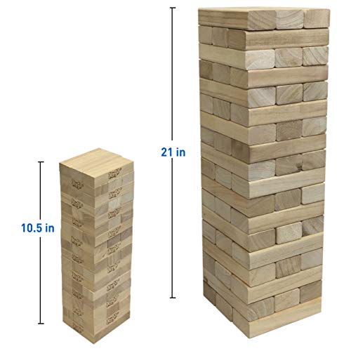 EASYGO PRODUCTS 54 Piece Large Wood Block Stack & Tumble Tower Toppling Blocks Game Great for Game Nights for Kids, Adults & FamilyStorage Bag