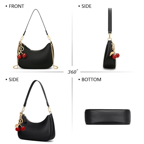 KKXIU Shoulder Bag for Women Cute Hobo Purses and Handbags Retro Clutch Underarm Purse | Cute - color: C-black