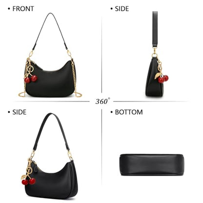 KKXIU Shoulder Bag for Women Cute Hobo Purses and Handbags Retro Clutch Underarm Purse | Cute - color: C-black