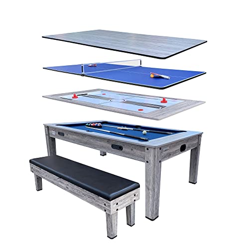 Luxor 7.5-Foot 4-in-1 Multi-Game Swivel Pool Table - Billiards/Pool, Ping Pong, Hockey & Dining