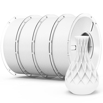 RAMBERY White PLA+ 3D Printer Filament 1.75mm 4kg Spool, Toughness Upgraded 3D Printing Filament, Neatly Wound Fit Most FDM Printers, 1KG X 4 Spools - color: Pla+ White, size: 4kg