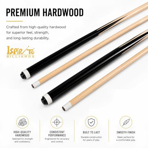 Pool Cues 2-Piece 58 Inch House Bar Billiard Cue Sticks 19oz - 21oz 13mm Glue-on Tips Hardwood Wooden Cues Set of 2 / Set of 4 / Set of 6 - style: 58", 4 Pack