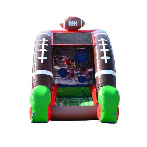 JumpOrange Inflatable Football Quarterback Challenge Game with Blower - 100% Commercial Grade PVC Vinyl , 3-Target Yardage Scoring Carnival Game , Portable Indoor/Outdoor Fun for Home & Rental Use - color: Football