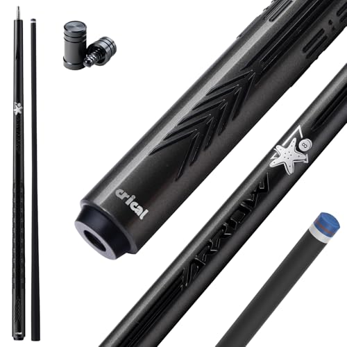 CRICAL Carbon Fiber Pool Cue Stick - 58" Low Deflection Professional Pool Cue with Pro Taper Shaft, 3D Anti-Slip Wrapless Grip, 12.5mm Tip & 3/8x8 Joint Billiard Stick for Enhanced Control & Accuracy - color: CL-PD-Grey