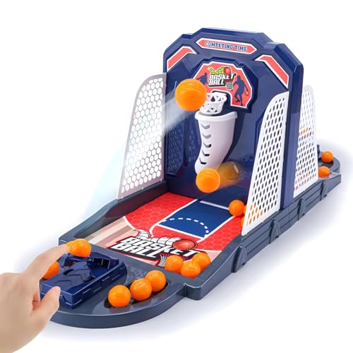 Desktop Basketball Shooting Game, 2-Player, Auto-Scoring, 6+ | Head-to-head arcade Toy, Drop-scoring hoop,10 balls & stand, No batteries, Fast-paced competition, Fun gift for kids & adults