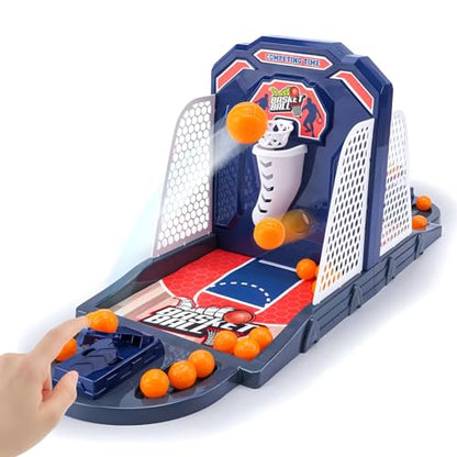 Desktop Basketball Shooting Game, 2-Player, Auto-Scoring, 6+ | Head-to-head arcade Toy, Drop-scoring hoop,10 balls & stand, No batteries, Fast-paced competition, Fun gift for kids & adults