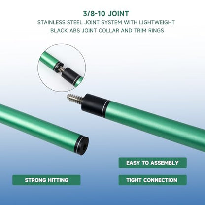 GSE Games & Sports Expert 58" 2-Piece Fiberglass Graphite Composite Billiard Pool Cue Sticks (Several Colors Available, Weight from 18oz, 19oz, 20oz, 21oz) - color: Matte Green, style: 20oz