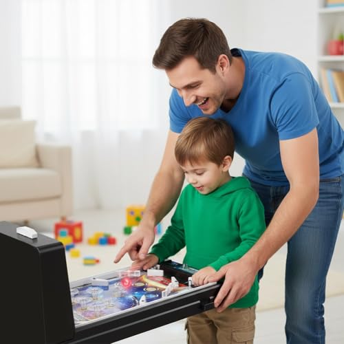 Pinball Machine Table Top Electronic Arcade Game with Lights and Sound Effects, Retro Fun Ball Shooting Machine for Kids Ages 6 to 12 Years