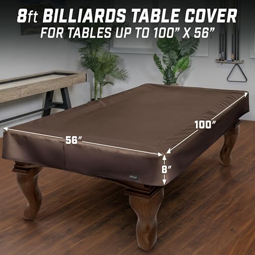 GoSports 6, 7, 8 & 9 ft Premium Leatherette Pool Table Cover - Waterproof & Tearproof - Heavy Duty Indoor & Outdoor Billiard Table Cover - color: Brown, style: 8 ft (100" L x 56" W x 8" H)