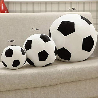 AOQI Fluffy Stuffed Toy Soccer Ball Plush Pillow Soft Durable Stuff Soccerball Gift for Kids Boy Baby (Black -White,7.8inch/20cm) - color: Black -White, size: 7.8inch/20cm