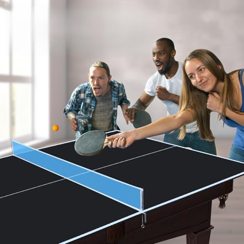 Tidyard Ping Pong Table Top, Foldable Portable Indoor Table Tennis Conversion Top 7ft x 4ft 12mm MDF with Net for Home Game Room and Recreational Use