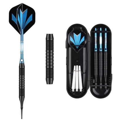 Darts Plastic Tip Set - 18g 21g Colorful Rainbow Soft Tip Darts 50 Anti-Loose O-Rings 6 Shaft (Aluminum/Nylon 45mm) 6 Durable Flights Extra 50 Soft Tips Electronic Dartboard - color: Blue-DART-D